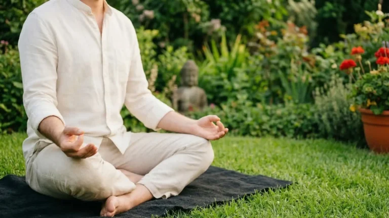 Terapeuta Reiki em momento de meditação e equilíbrio interior